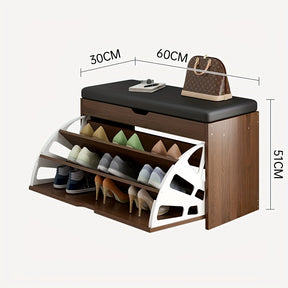 23.62 inch shoe cabinet, integrated multifunctional shoe cabinet for lobby, bedroom, and corridor, with 3 layers of storage space, leather soft bag cushion, convenient and movable, easy to install Gift suitable for giving.