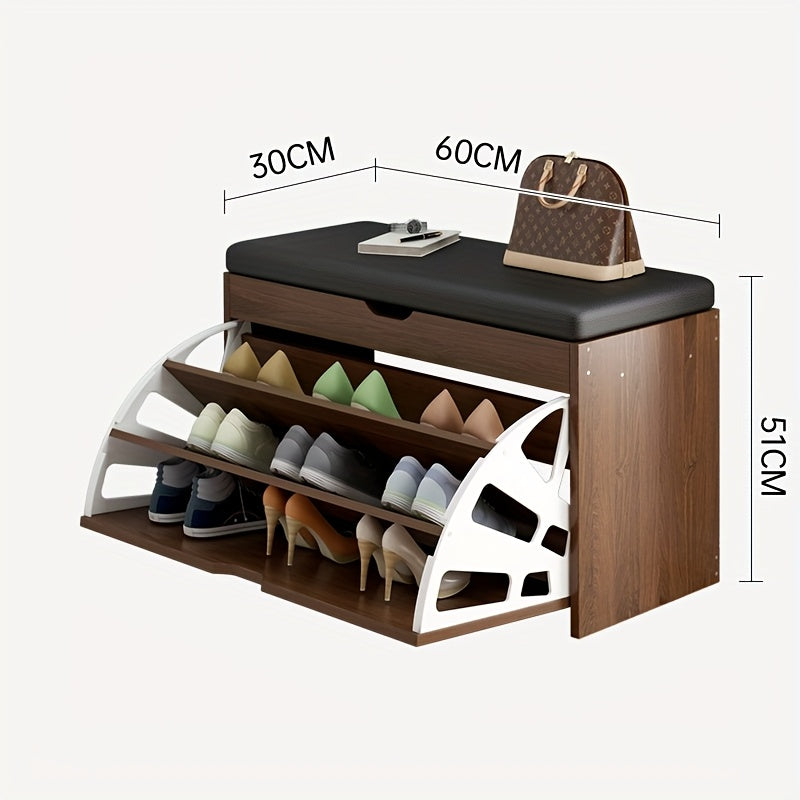 23.62 inch shoe cabinet, integrated multifunctional shoe cabinet for lobby, bedroom, and corridor, with 3 layers of storage space, leather soft bag cushion, convenient and movable, easy to install Gift suitable for giving.