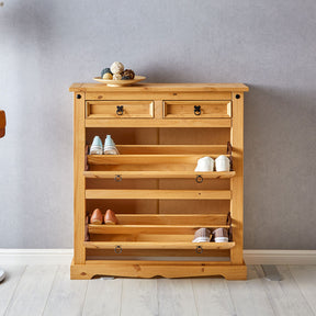 Sapateira Madeira 2 Portas Basculantes 2 Gavetas 16 Pares + 1 Ano de Garantia