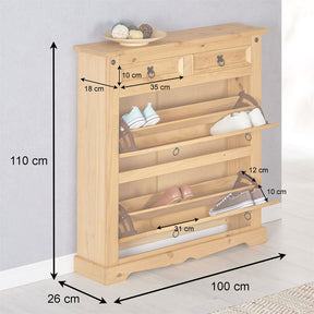 Sapateira Madeira 2 Portas Basculantes 2 Gavetas 16 Pares + 1 Ano de Garantia