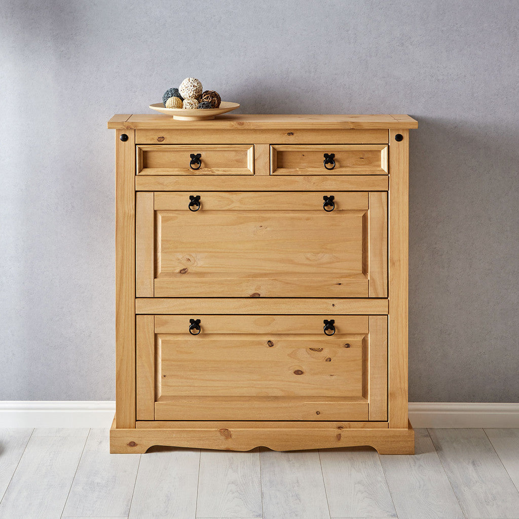 Sapateira Madeira 2 Portas Basculantes 2 Gavetas 16 Pares + 1 Ano de Garantia