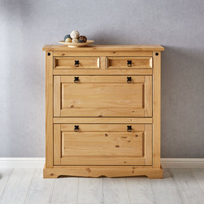 Sapateira Madeira 2 Portas Basculantes 2 Gavetas 16 Pares + 1 Ano de Garantia