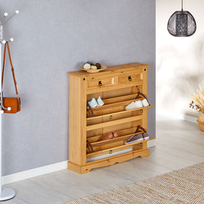 Sapateira Madeira 2 Portas Basculantes 2 Gavetas 16 Pares + 1 Ano de Garantia